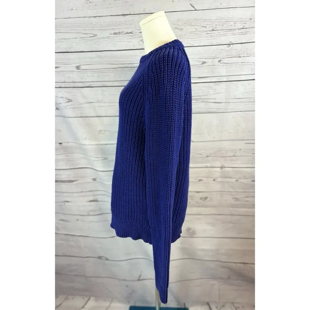 J. Crew Men’s Shaker Stitch Chunky Fisherman Crewneck Sweater Blue Medium